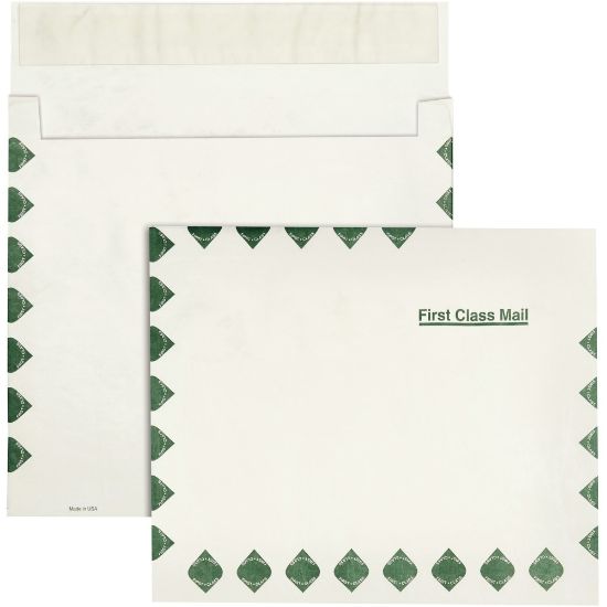 Picture of Quality Park Dupont Tyvek Grip-Seal Expansion Envelopes, Open Side, First Class, 10in x 13in x 2in, Self-Adhesive, White, Box Of 100