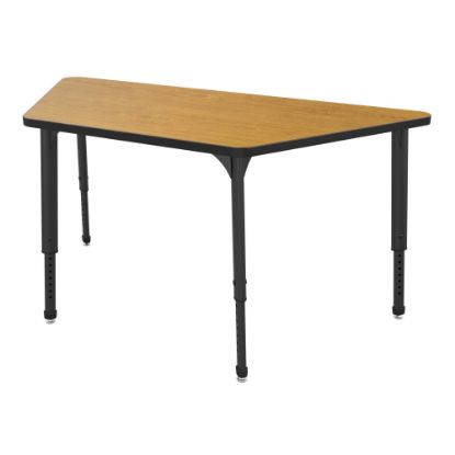 Picture of Marco Group Apex Series Adjustable Height Trapezoid Table, Solar Oak/Black