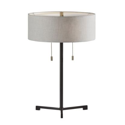 Picture of Adesso Wesley Table Lamp, 22-1/4inH, Soft Taupe Shade/Black Base