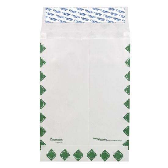 Picture of Quality Park Dupont Tyvek Grip-Seal Expansion Envelopes, Open End, 14 Lb, First Class, 10in x 13in x 1 1/2in, Self-Adhesive, White, Box Of 100