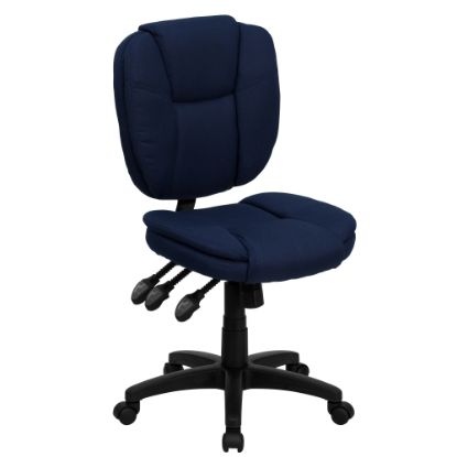 Picture of Flash Furniture Fabric Mid-Back Multifunction Ergonomic Swivel Task Chair, Navy Blue/Black