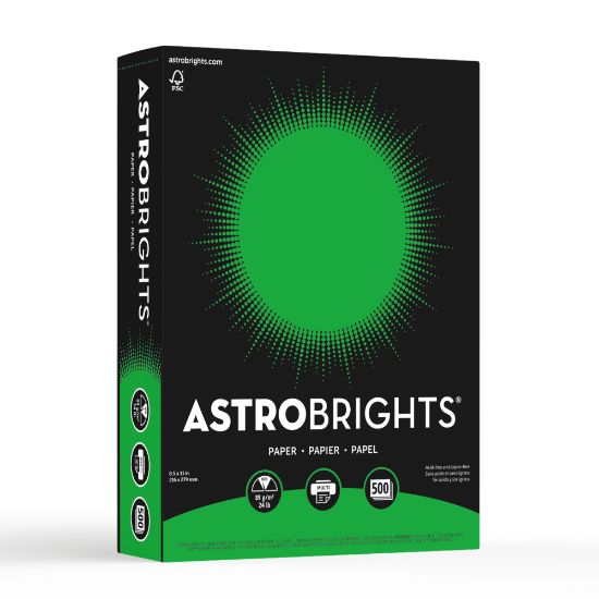 Picture of Astrobrights Color Multi-Use Printer & Copy Paper, 1 Ream, Gamma Green, Letter (8.5in x 11in), 500 Sheets Per Ream, 24 Lb, 94 Brightness