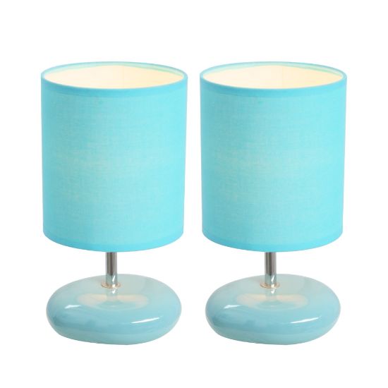 Picture of Simple Designs Stonies Small Stone Look Table Bedside Lamp, 10.24inH, Blue, 2pk