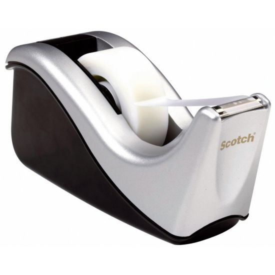 Picture of Scotch Desktop Tape Dispenser, 1 Dispenser, 1 in. Core, Black and Silver, Home Office, Back to School Supplies and College Essentials for Students and Teachers