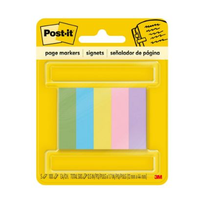 Picture of Post-it Notes Page Markers, 1/2in x 2in, Jewel Pop Colors, 100 Per Pad, Pack Of 5 Pads