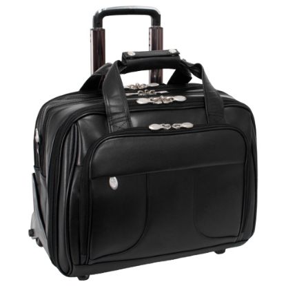 Picture of McKlein Chicago Wheeled Leather Laptop Case With Removable Briefcase, Black