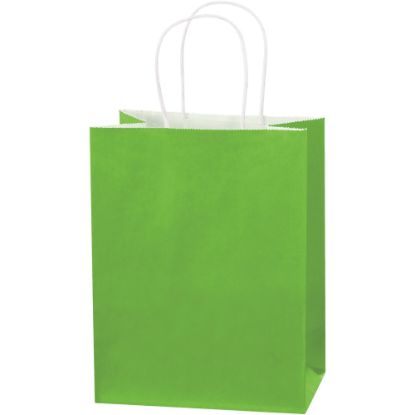 Picture of Partners Brand Tinted Paper Shopping Bags, 10 1/4inH x 8inW x 4 1/2inD, Citrus Green, Case Of 250