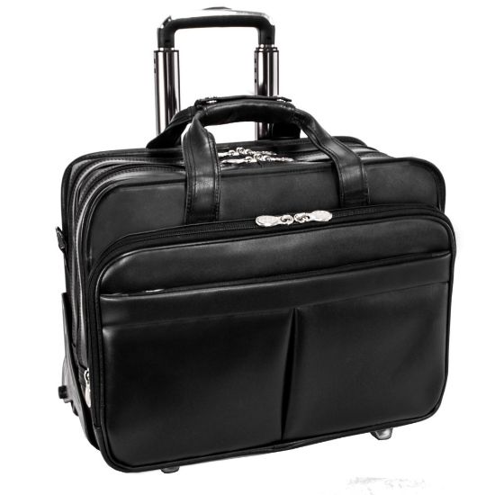 Picture of McKlein Roosevelt Detachable-Wheeled Leather Laptop Case, Black