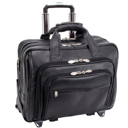 Picture of McKlein Gold Coast Detachable-Wheeled Leather Laptop Case, Black