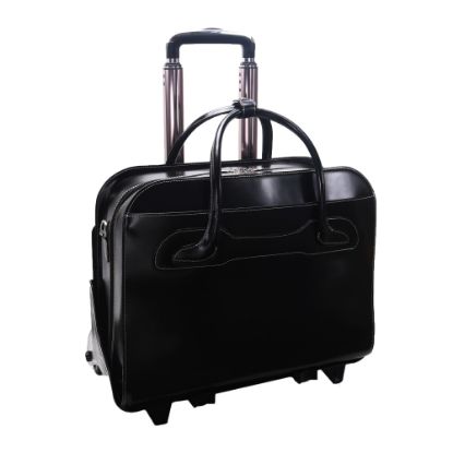 Picture of McKlein Willow Brook Leather Detachable-Wheeled Briefcase, Black