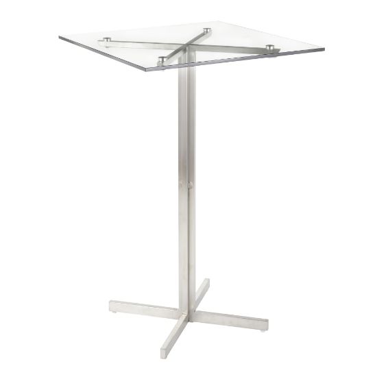 Picture of LumiSource Fuji Square Breakroom Table, 42inH x 26-1/2inW x 26-1/2inD, Silver/Glass