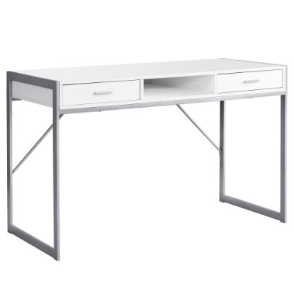 Picture of Monarch Specialties 48inW Computer Desk With Drawers, White/Silver