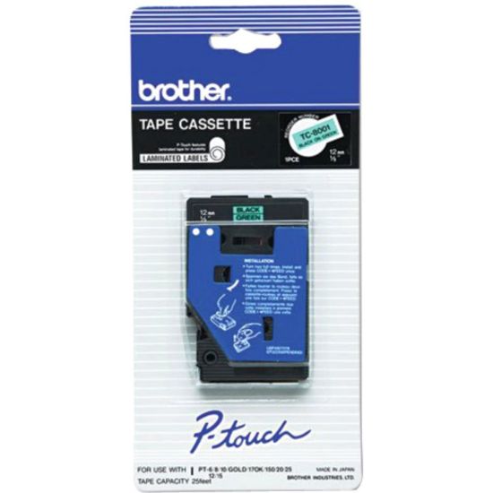 Picture of Brother P-Touch Tape Roll, Black on Green, 10936397