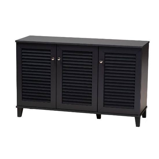 Picture of Baxton Studio Coolidge Finished 8-Shelf Wood Shoe Storage Cabinet, Dark Gray