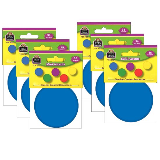 Picture of Teacher Created Resources Mini Accents, Colorful Circles, 36 Accents Per Pack, Set Of 6 Packs