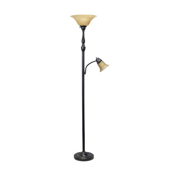 Picture of Elegant Designs 2-Light Mother/Daughter 71inH Floor Lamp, Amber/Restoration Bronze