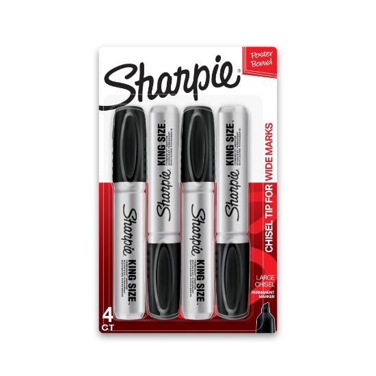 Picture of Sharpie King-Size Permanent Markers, Black, Pack Of 4