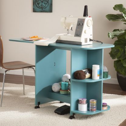 Picture of SEI Furniture Expandable Rolling Sewing Table/Craft Station, Turquoise