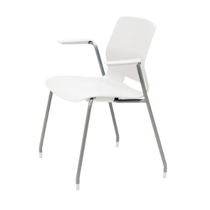 Picture of KFI Studios Imme Stack Chair With Arms, White/Silver