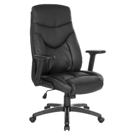 Picture of Office Star Ergonomic Leather High-Back Executive Office Chair, Black