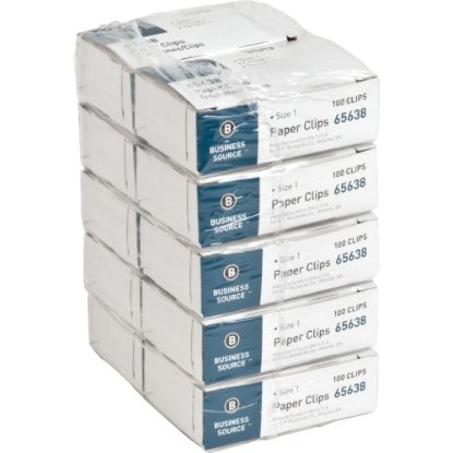 Picture of Business Source Paper Clips - No. 1 - 1000 / Pack - Silver - Steel