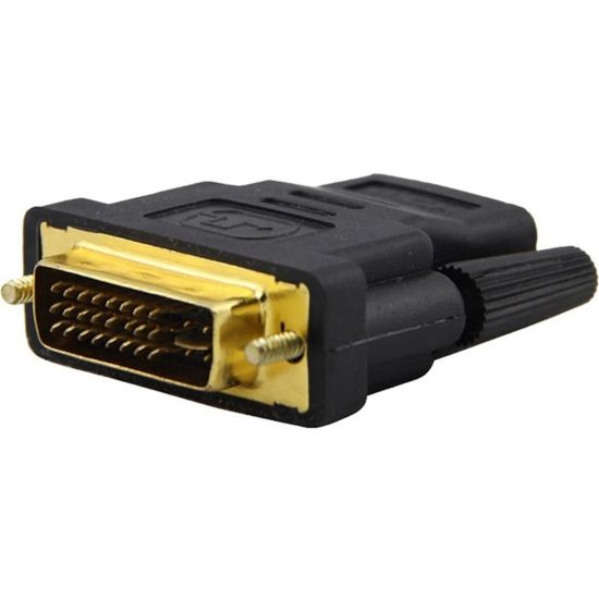 Picture of 4XEM DVI-I Dual Link Male To HDMI Female Adapter - 1 Pack - 1 x 19-pin HDMI Digital Audio/Video Female - 1 x 29-pin DVI-I (Dual-Link) Video Male - 1920 x 1200 Supported - Gold, Nickel Connector - Black