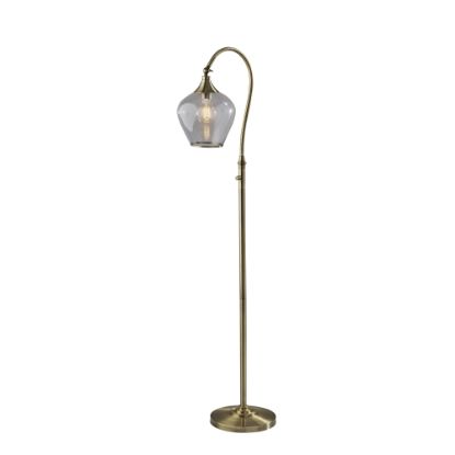 Picture of Adesso Bradford Floor Lamp, 59inH, Clear Shade/Antique Brass Base