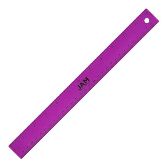 Picture of JAM Paper Non-Skid Stainless-Steel Ruler, 12in, Purple