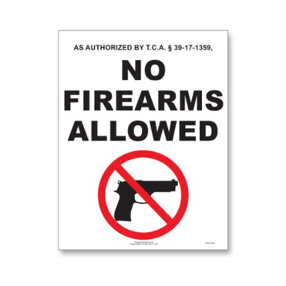 Picture of ComplyRight State Weapons Law Poster, English, Tennessee, 8-1/2in x 11in