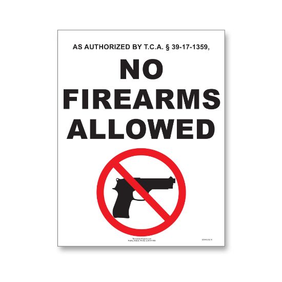 Picture of ComplyRight State Weapons Law Poster, English, Tennessee, 8-1/2in x 11in