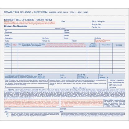 Picture of TOPS Bills of Lading Snap-Off Sets - 3 PartCarbonless Copy - 8.50in x 7.44in Sheet Size - White Sheet(s) - Blue, Red Print Color - 50 / Pack