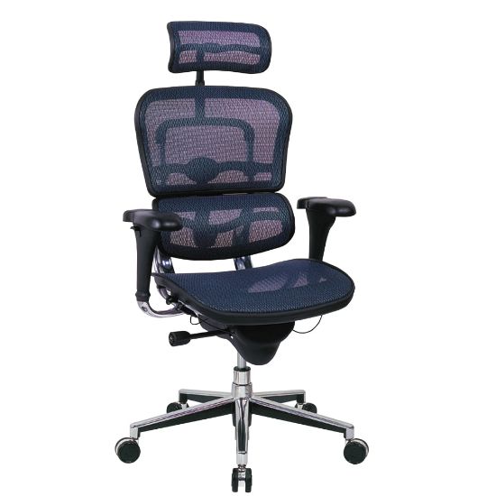 Picture of Eurotech Ergohuman High-Back Ergonomic Mesh Chair, Blue/Chrome