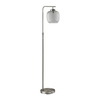 Picture of Adesso Vivian Floor Lamp, 60-1/4inH, Clear Shade/Brushed Steel Base