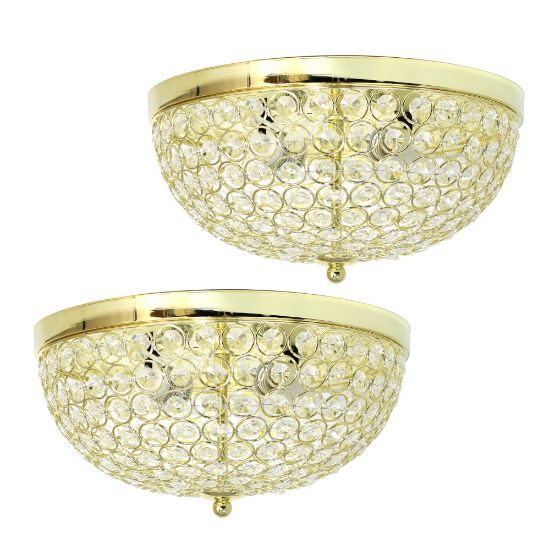 Picture of Lalia Home Crystal Glam 2-Light Ceiling Flush-Mount Lights, Gold/Crystal, Pack Of 2 Lights