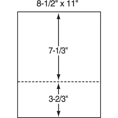 Picture of Lettermark Custom Cut Sheets, Letter Size (8 1/2in x 11in), 2500 Sheets Total, Perforated 3 2/3in From Bottom, 20 Lb, 500 Sheets Per Ream, Case Of 5 Reams