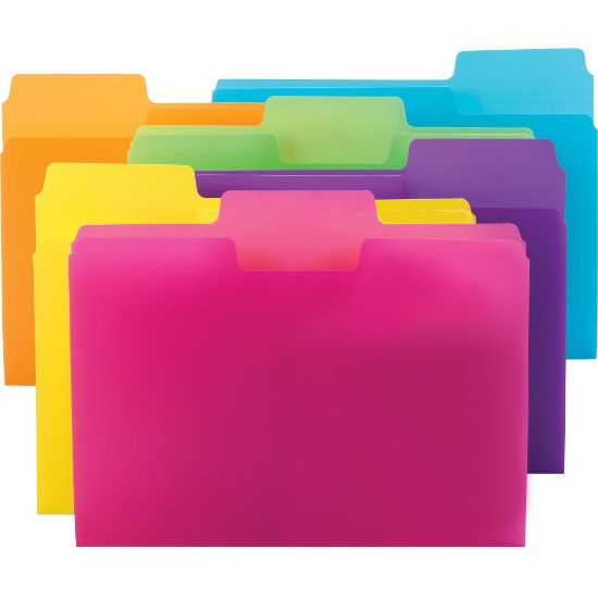 Picture of Smead SuperTab File Folders, Letter Size, 1/3 Cut, Assorted Colors, Pack Of 18