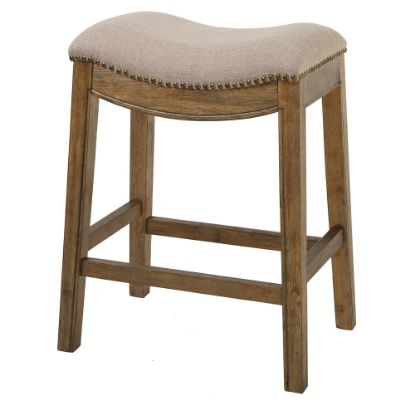 Picture of New Ridge Home Goods Saddle-Style Counter Stool, Natural/Cream