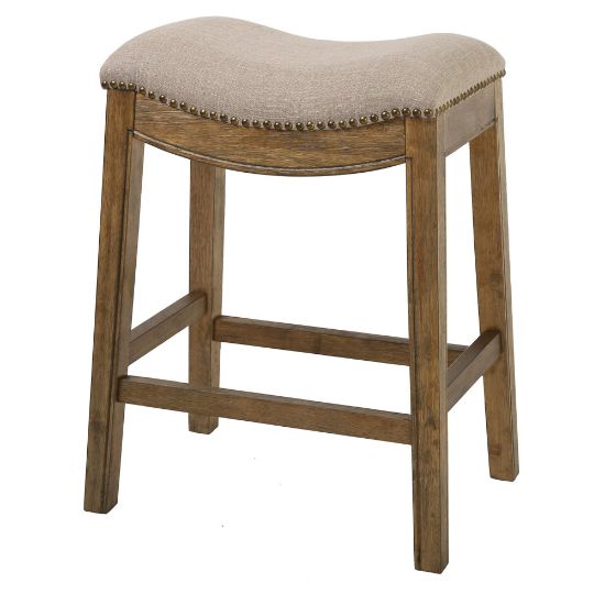 Picture of New Ridge Home Goods Saddle-Style Counter Stool, Natural/Cream