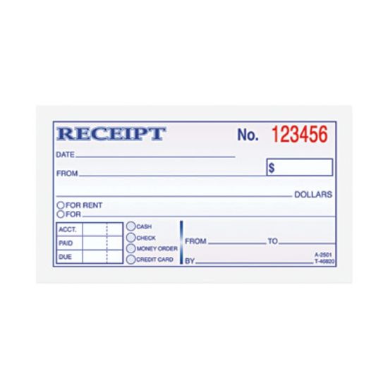 Picture of TOPS Carbonless Money Receipt Book, 2 Part, 2 3/4in x 5in, Set Of 50 Sheets