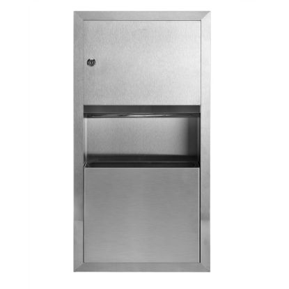 Picture of Alpine Surface-Mounted Paper Towel Dispenser/Waste Receptacle, 28inx 14inx 4in, Silver