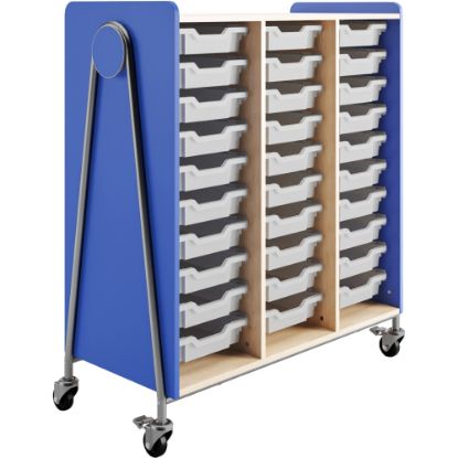 Picture of Safco Whiffle Triple-Column 30-Drawer Rolling Storage Cart, 48inH x 43-1/4inW x 19-3/4inD, Spectrum Blue