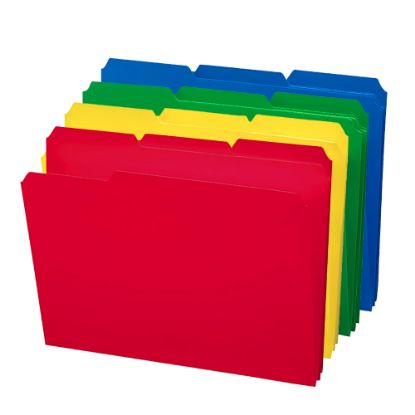 Picture of Smead Poly File Folders, 9 1/2in x 11 1/2in, 1/3 Cut, Assorted Colors, Box Of 24