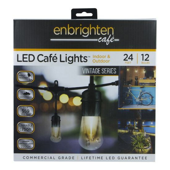 Picture of Enbrighten Vintage LED Cafe Lights, 24ft, Indoor/Outdoor, White Cord/White Lights