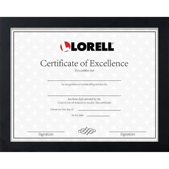 Picture of Lorell Certificate Frame - 8.50in x 11in Frame Size - Rectangle - Desktop - Horizontal, Vertical - 1 Each - Black