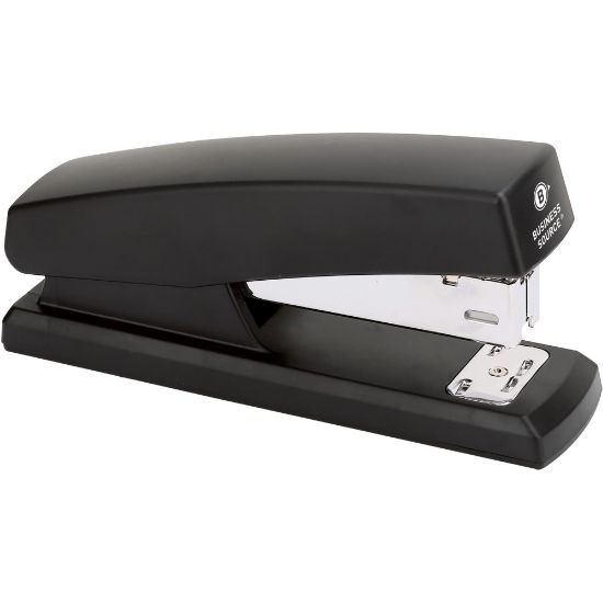 Picture of Business Source Half-strip Stapler - 20 Sheets Capacity - 105 Staple Capacity - Half Strip - 1 Each - Black - Plastic