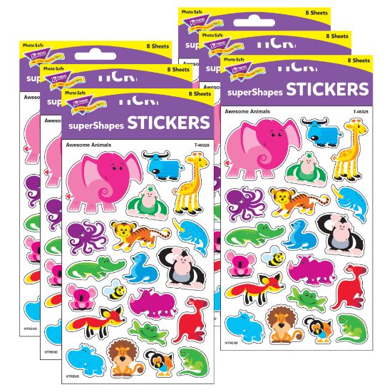 Picture of Trend superShapes Stickers, Awesome Animals, 160 Stickers Per Pack, Set Of 6 Packs