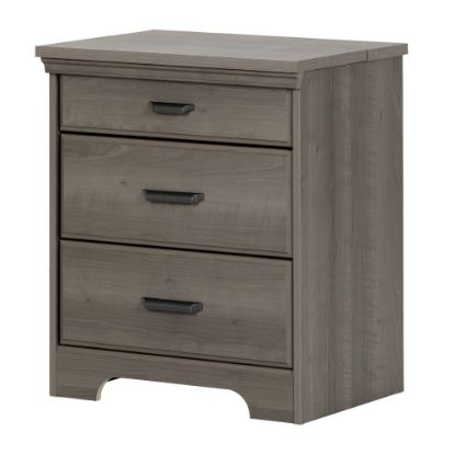 Picture of South Shore Versa Nightstand With Charging Station, 27-3/4inH x 23inW x 17-1/2inD, Gray Maple