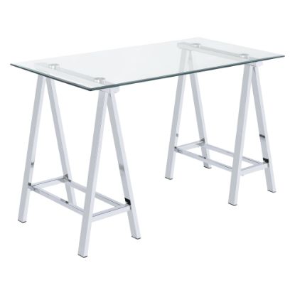 Picture of Office Star Middleton 47inW Writing Desk, Clear/Chrome