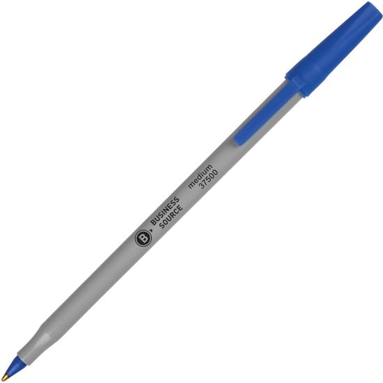 Picture of Business Source Bulk Pack Ballpoint Stick Pens - Medium Pen Point - Blue - Tungsten Carbide Tip - 60 / Box