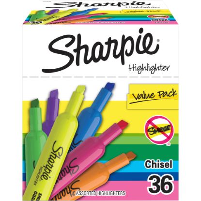 Picture of Sharpie Tank Highlighters, Chisel Tip, Assorted Color Highlighters, Value Pack, 36 Count